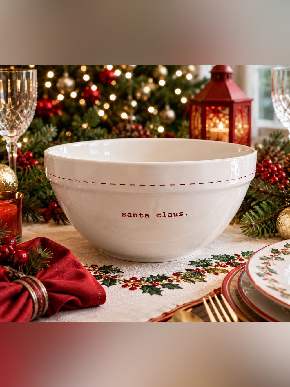 Rae Dunn “Santa Claus” Large Christmas Serving Bowl – Artisan Collection by Mage